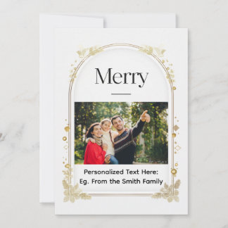 Minimal Arch “Merry” Holiday Flat Card with Front