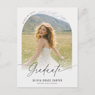Minimal Arch Photo Graduation Party Invitation Postcard