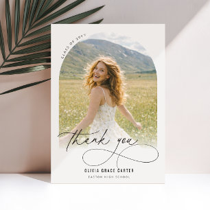 Minimal Arch Photo Graduation Party Thank You Postcard