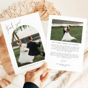Minimal Arch Photo Wedding Thank You Card