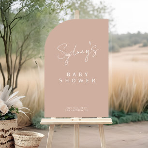 Minimal Arch Shape Brush Script Baby Shower Acrylic Sign