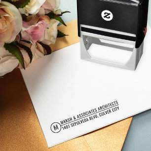 Minimal Architectural Title Line Monogram Self-inking Stamp
