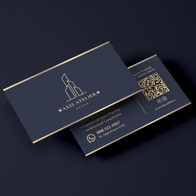 Minimal Architecture Studio Dark Navy Architect Business Card (Minimal Architecture Studio Dark Navy Architect Business Card
)