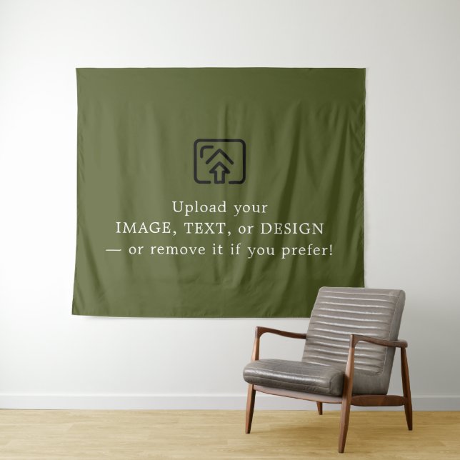 Minimal Army Green Aesthetic Hanging Wall Tapestry (In Situ (Horizontal))
