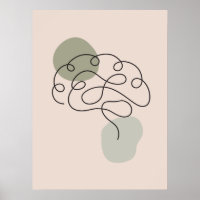 Minimal art brain anatomy poster 