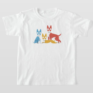  Minimal art illustration of three DOGS  T-Shirt