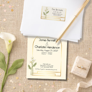 Minimal Art Nouveau Gold Arch Calla Lillie Wedding Label