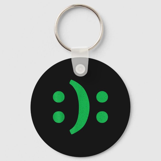 Minimal Art Of Happy Sad Face For Bipolar Disorder Key Ring (Front)