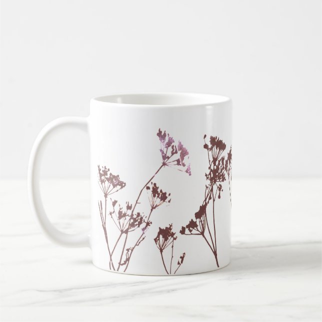Minimal Artistic Modern Abstract Wildflowers  Coffee Mug (Left)