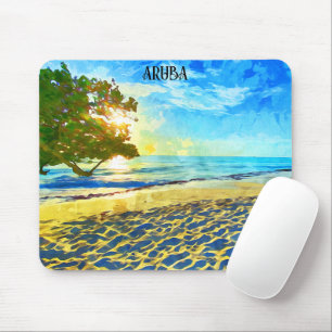 Minimal Aruba Caribbean Island Beach Scenery Mouse Pad