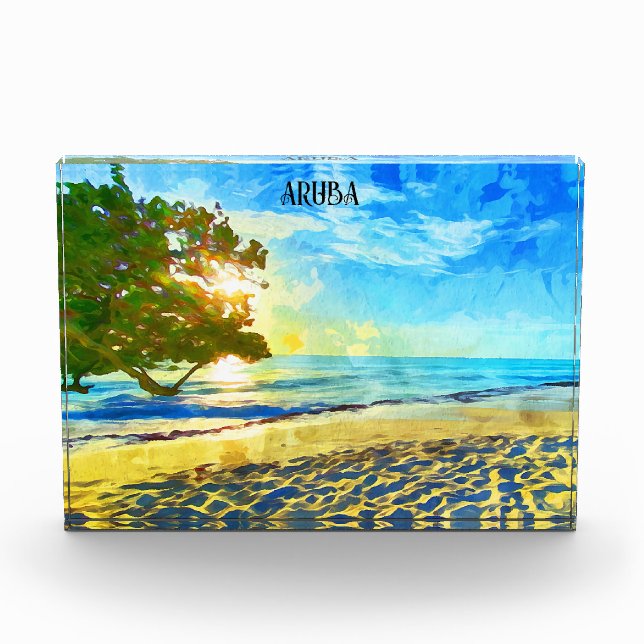 Minimal Aruba Caribbean Island Beach Scenery Photo Block (Front)