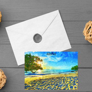 Minimal Aruba Caribbean Island Beach Scenery Postcard