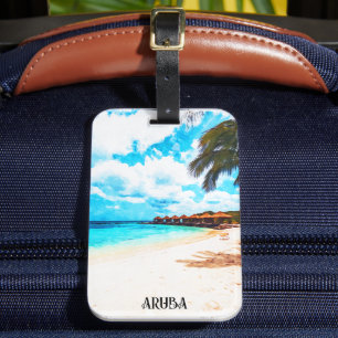 Minimal Aruba Caribbean Island Vacation Luggage Tag