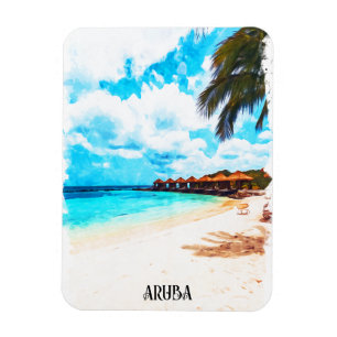 Minimal Aruba Caribbean Island Vacation Magnet