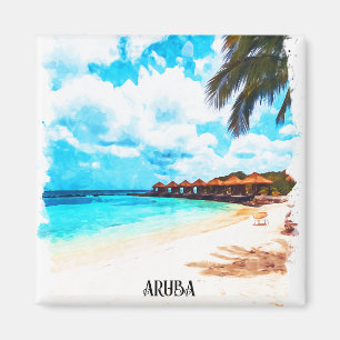 Minimal Aruba Caribbean Island Vacation Magnet