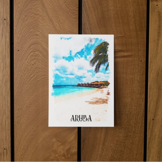 Minimal Aruba Caribbean Island Vacation Postcard (Aruba tropical watercolor postcard)