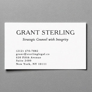 Minimal Attorney at Law Black White Legal Business Card