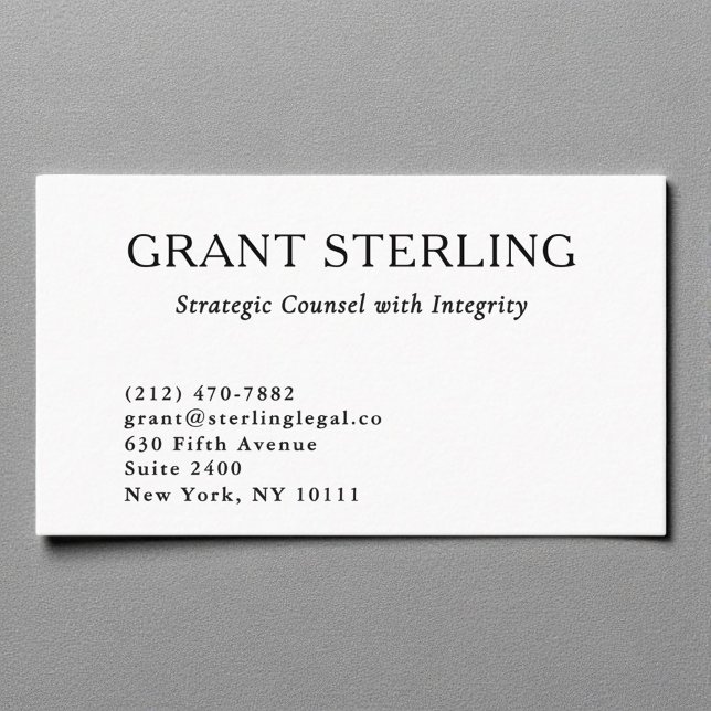 Minimal Attorney at Law Black White Legal  Business Card (Creator Uploaded)