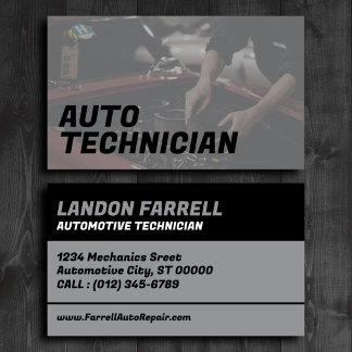 Minimal Automotive Technician Business Card