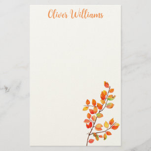 Minimal Autumn Leaves Stationery
