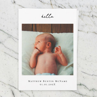 Minimal Baby Announcement Photo Card