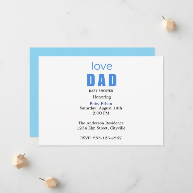 Minimal Baby boy Shower Invitation (Front/Back In Situ)