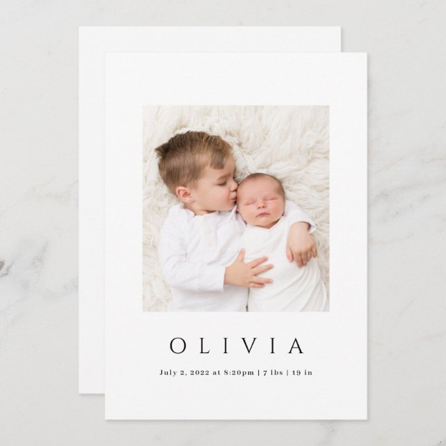 Minimal Baby Photo Announcement (Front/Back)