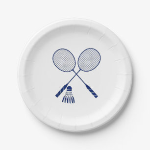Minimal Badminton Rackets Shuttlecock Birdie Paper Plate