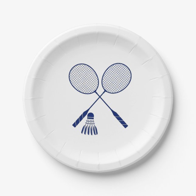 Minimal Badminton Rackets Shuttlecock Birdie  Paper Plate (Front)