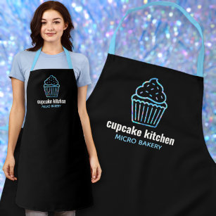 minimal bakery name holo iridescent cupcake apron