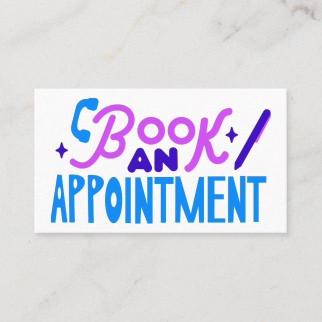 Minimal Basic Appointment Card in Blue & Pink (Front)