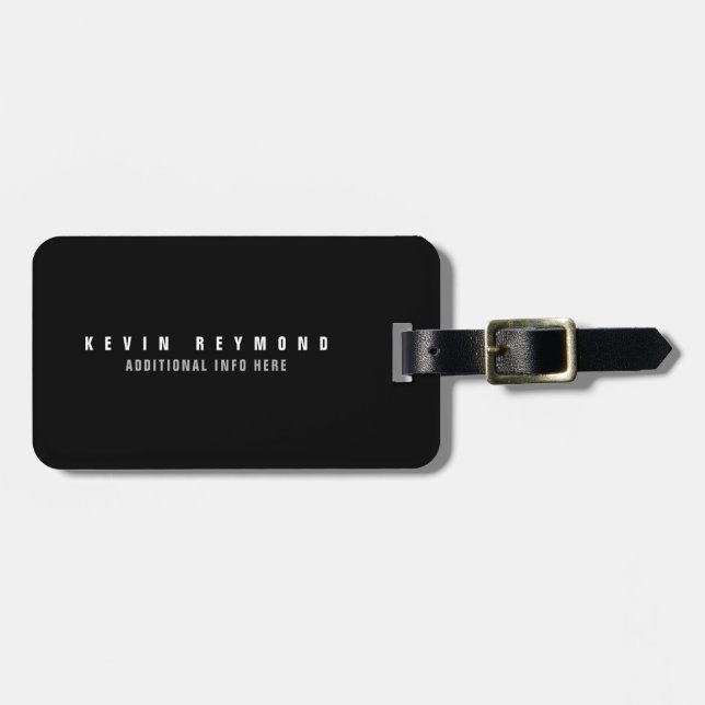 Minimal Basic Simple Black  Luggage Tag (Front Horizontal)