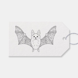 Minimal Bat With Wings Line Art Happy Halloween Gift Tags