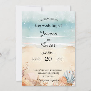 Minimal Beach Ocean Wedding Invitation