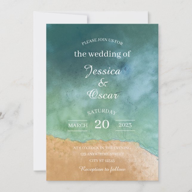 Minimal Beach Ocean Wedding Invitation (Front)
