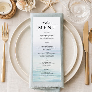 Minimal Beach Waves Wedding Menu