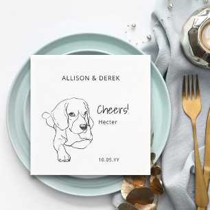 Minimal Beagle Cheers Heart Dog Wedding   Napkin