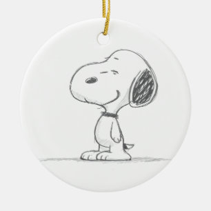 Minimal Beagle Dog Sketch Illustration Ceramic Ornament