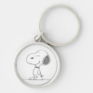 Minimal Beagle Dog Sketch Illustration Key Ring