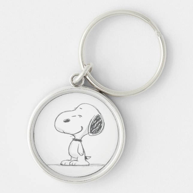 Minimal Beagle Dog Sketch Illustration Key Ring (Front)