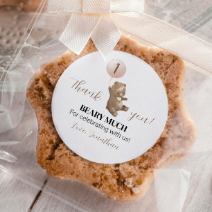 Minimal Bear Balloon 1st Birthday Sticker