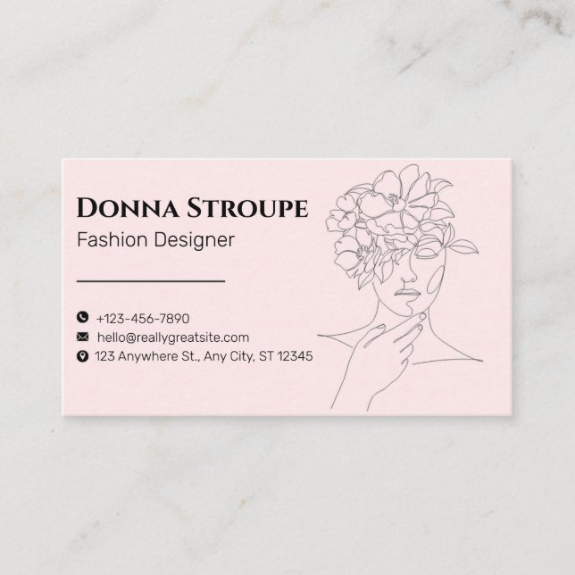 Minimal Beautiful and Elegant Fashion Designer Business Card (Front)