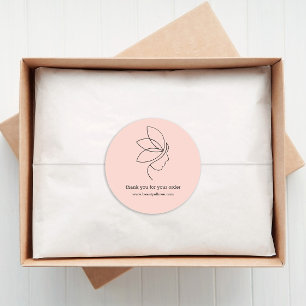 Minimal, Beauty, Logo, Line Art Blush Classic Round Sticker