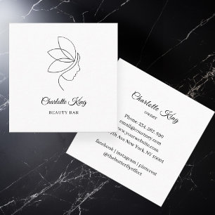 Minimal, Beauty, Logo, Line Art, Salon Square Business Card