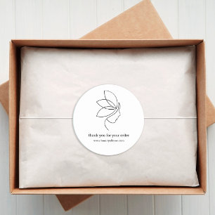 Minimal, Beauty, Logo, Line Art White Classic Round Sticker