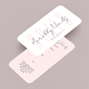 Minimal Beauty Nail Tech Pink White Appointment Business Card