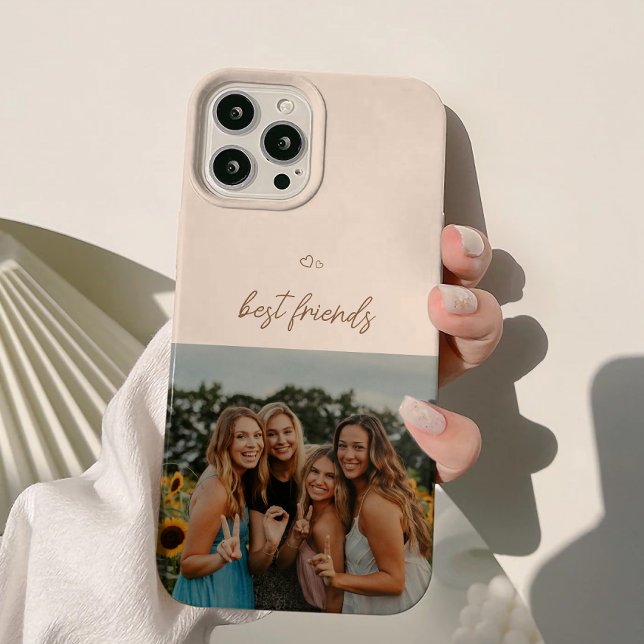 Minimal Beige Best Friends Photo Case-Mate iPhone Case (Creator Uploaded)