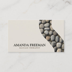 Minimal Beige & Black Pebbles Massage Therapy Business Card