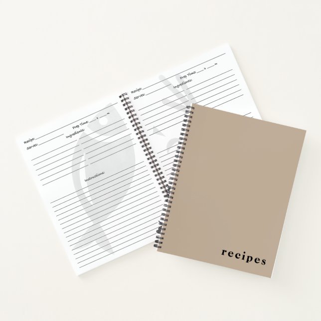Minimal Beige & Black "Recipes" Notebook (Inside)