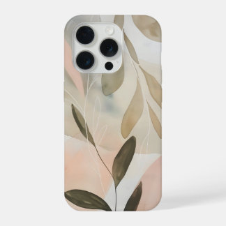Minimal Beige Botanical Abstract with Soft Organic iPhone 15 Pro Case